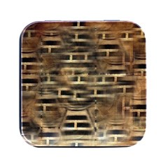 Textures Brown Wood Square Metal Box (black) by anzea