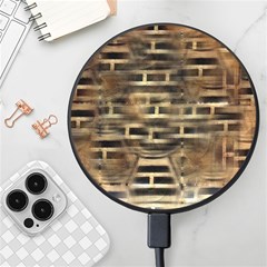 Textures Brown Wood Wireless Fast Charger(black) by anzea