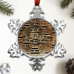 Textures Brown Wood Metal Small Snowflake Ornament by anzea