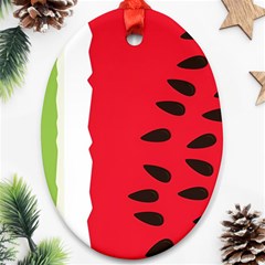 Watermelon Black Green Melon Red Ornament (oval)