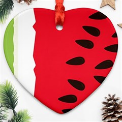 Watermelon Black Green Melon Red Ornament (heart)