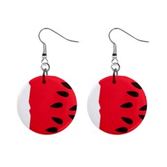 Watermelon Black Green Melon Red Mini Button Earrings by Cemarart