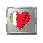 Watermelon Black Green Melon Red Mega Link Heart Italian Charm (18mm) Front