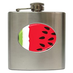 Watermelon Black Green Melon Red Hip Flask (6 Oz) by Cemarart