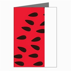 Watermelon Black Green Melon Red Greeting Cards (pkg Of 8)