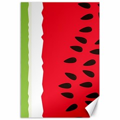 Watermelon Black Green Melon Red Canvas 12  X 18  by Cemarart