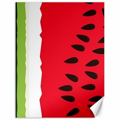 Watermelon Black Green Melon Red Canvas 18  X 24  by Cemarart