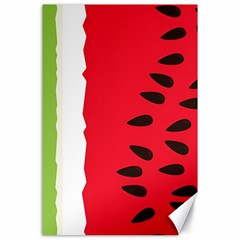 Watermelon Black Green Melon Red Canvas 24  X 36  by Cemarart