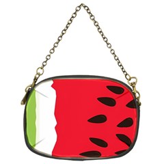 Watermelon Black Green Melon Red Chain Purse (two Sides) by Cemarart