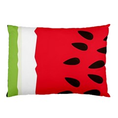 Watermelon Black Green Melon Red Pillow Case by Cemarart