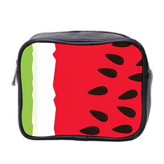 Watermelon Black Green Melon Red Mini Toiletries Bag (two Sides) by Cemarart