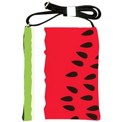 Watermelon Black Green Melon Red Shoulder Sling Bag by Cemarart