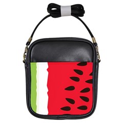 Watermelon Black Green Melon Red Girls Sling Bag by Cemarart