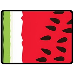 Watermelon Black Green Melon Red Fleece Blanket (large) by Cemarart