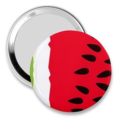 Watermelon Black Green Melon Red 3  Handbag Mirrors by Cemarart