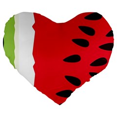 Watermelon Black Green Melon Red Large 19  Premium Heart Shape Cushions by Cemarart