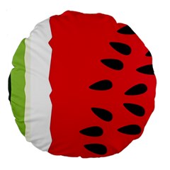 Watermelon Black Green Melon Red Large 18  Premium Flano Round Cushions