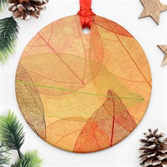 Leaves Patterns Colorful Leaf Pattern Round Ornament (two Sides)