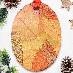 Leaves Patterns Colorful Leaf Pattern Oval Ornament (two Sides)