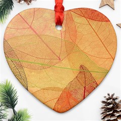 Leaves Patterns Colorful Leaf Pattern Heart Ornament (two Sides)