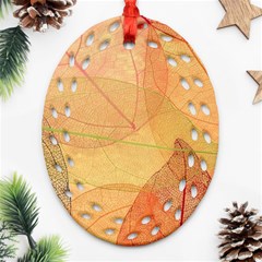 Leaves Patterns Colorful Leaf Pattern Oval Filigree Ornament (two Sides)