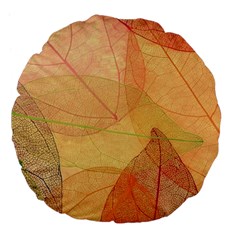 Leaves Patterns Colorful Leaf Pattern Large 18  Premium Flano Round Cushions