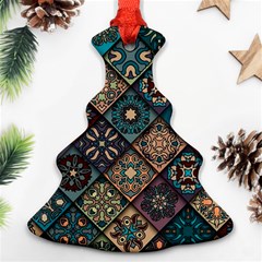 Flower Texture Background Colorful Pattern Christmas Tree Ornament (two Sides)