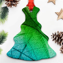 3d Leaves Texture Sheet Blue Green Christmas Tree Ornament (two Sides)