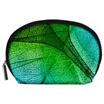 3d Leaves Texture Sheet Blue Green Accessory Pouch (Large) Front