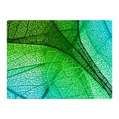 3d Leaves Texture Sheet Blue Green Two Sides Premium Plush Fleece Blanket (mini) by Cemarart