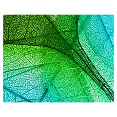 3d Leaves Texture Sheet Blue Green Premium Plush Fleece Blanket (medium) by Cemarart