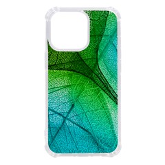 3d Leaves Texture Sheet Blue Green Iphone 13 Pro Tpu Uv Print Case by Cemarart