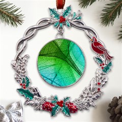 3d Leaves Texture Sheet Blue Green Metal X mas Wreath Holly Leaf Ornament