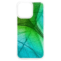 3d Leaves Texture Sheet Blue Green Iphone 15 Plus Tpu Uv Print Case by Cemarart