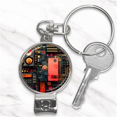 Tech Technology Pattern Nail Clippers Key Chain by Salmanaz77