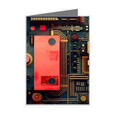 Tech Technology Pattern Mini Greeting Card by Salmanaz77