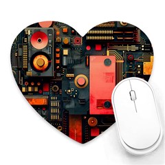 Tech Technology Pattern Heart Mousepad by Salmanaz77