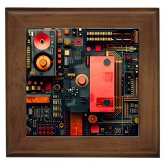 Tech Technology Pattern Framed Tile by Salmanaz77