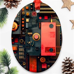 Tech Technology Pattern Ornament (oval)