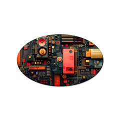 Tech Technology Pattern Sticker (oval) by Salmanaz77