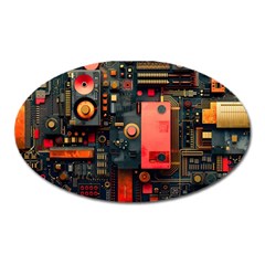 Tech Technology Pattern Oval Magnet