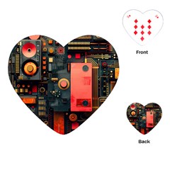 Tech Technology Pattern Playing Cards Single Design (heart)