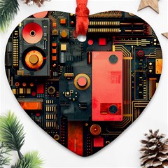 Tech Technology Pattern Heart Ornament (two Sides)