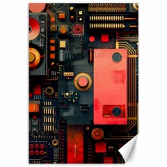 Tech Technology Pattern Canvas 12  X 18  by Salmanaz77