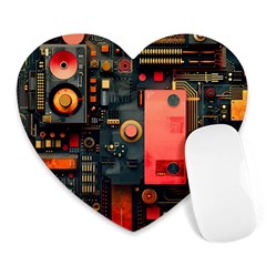 Tech Technology Pattern Heart Mousepad by Salmanaz77