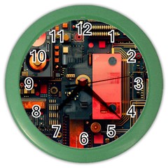 Tech Technology Pattern Color Wall Clock by Salmanaz77