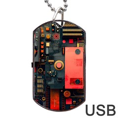 Tech Technology Pattern Dog Tag Usb Flash (one Side) by Salmanaz77