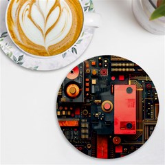 Tech Technology Pattern Uv Print Round Tile Coaster by Salmanaz77