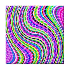 Neon Trippy Swirls Twirls Design Tile Coaster by Salmanaz77