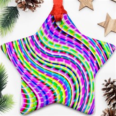 Neon Trippy Swirls Twirls Design Ornament (star)